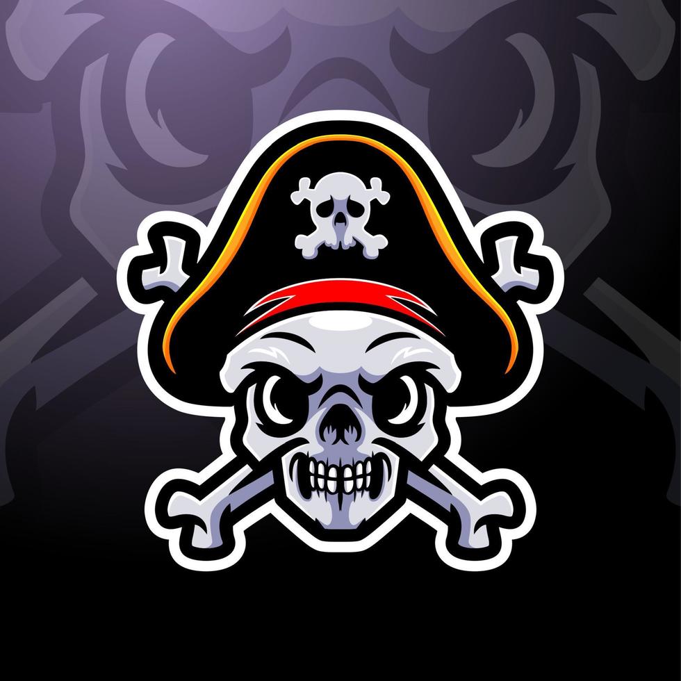 Pirate skull mascot design vector