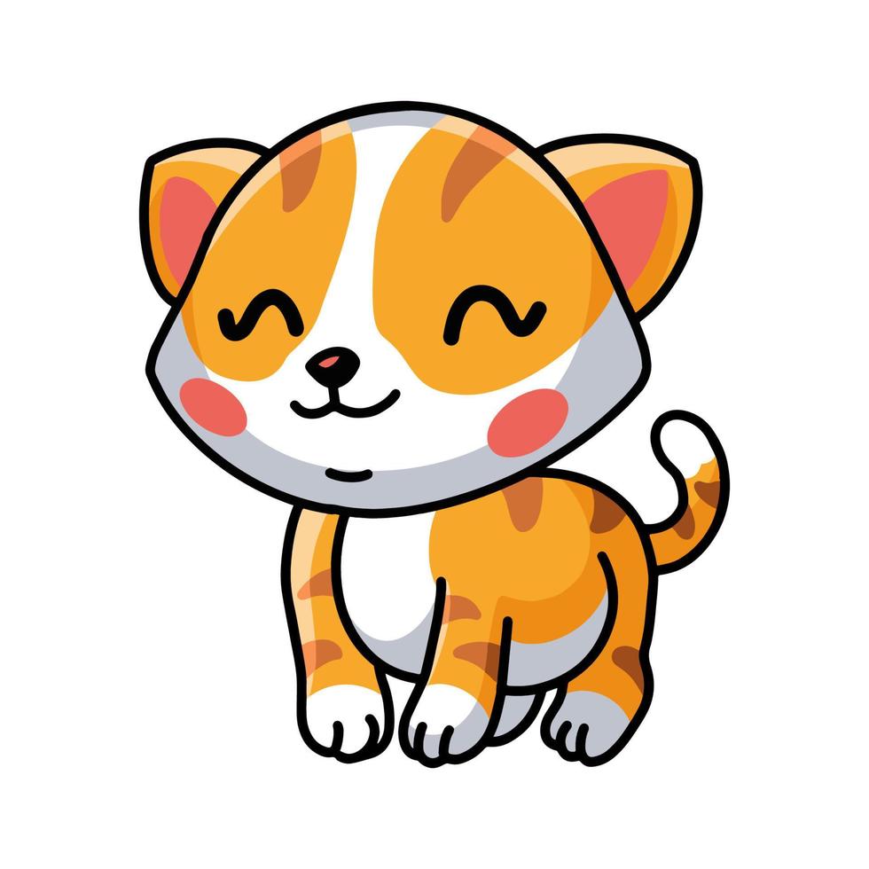 dibujos animados de pequeño gato naranja sonriente vector