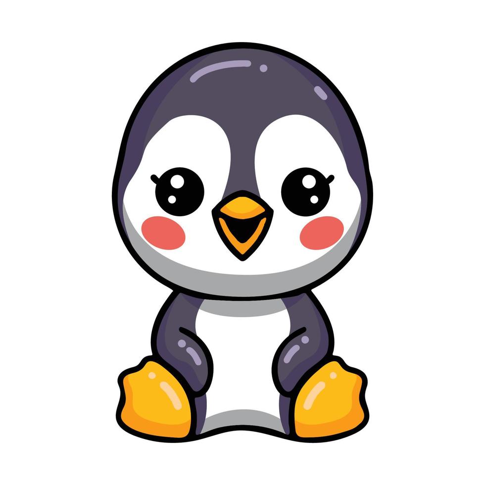 lindo bebé pingüino dibujos animados sentado vector