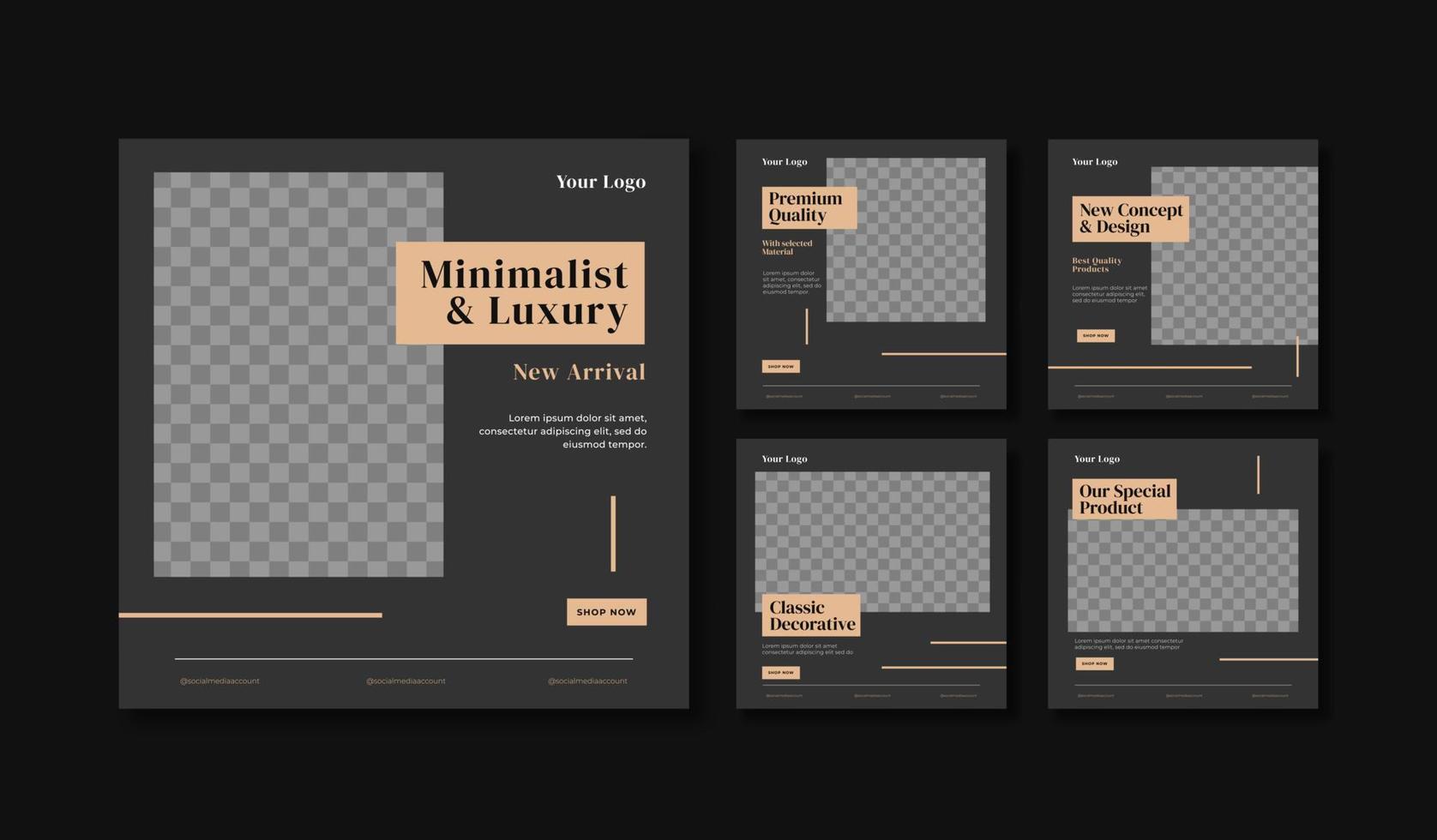 Luxury furniture social media post template vector