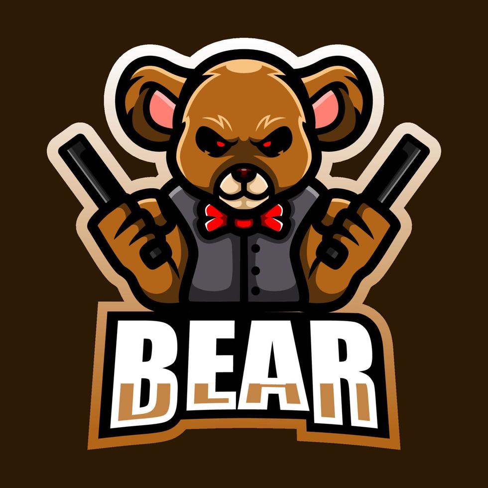 diseño de logotipo de esport de mascota de artillero de oso vector