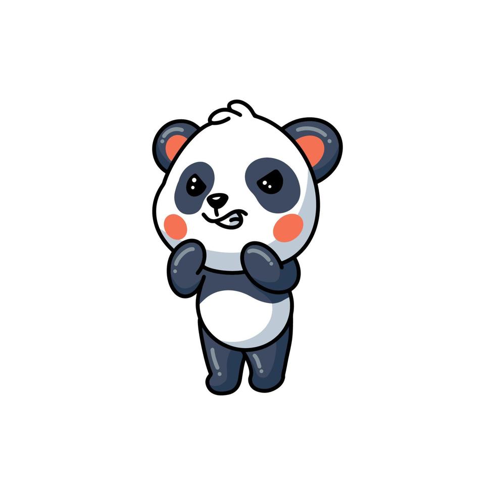 Cute little panda angry cartoon vector