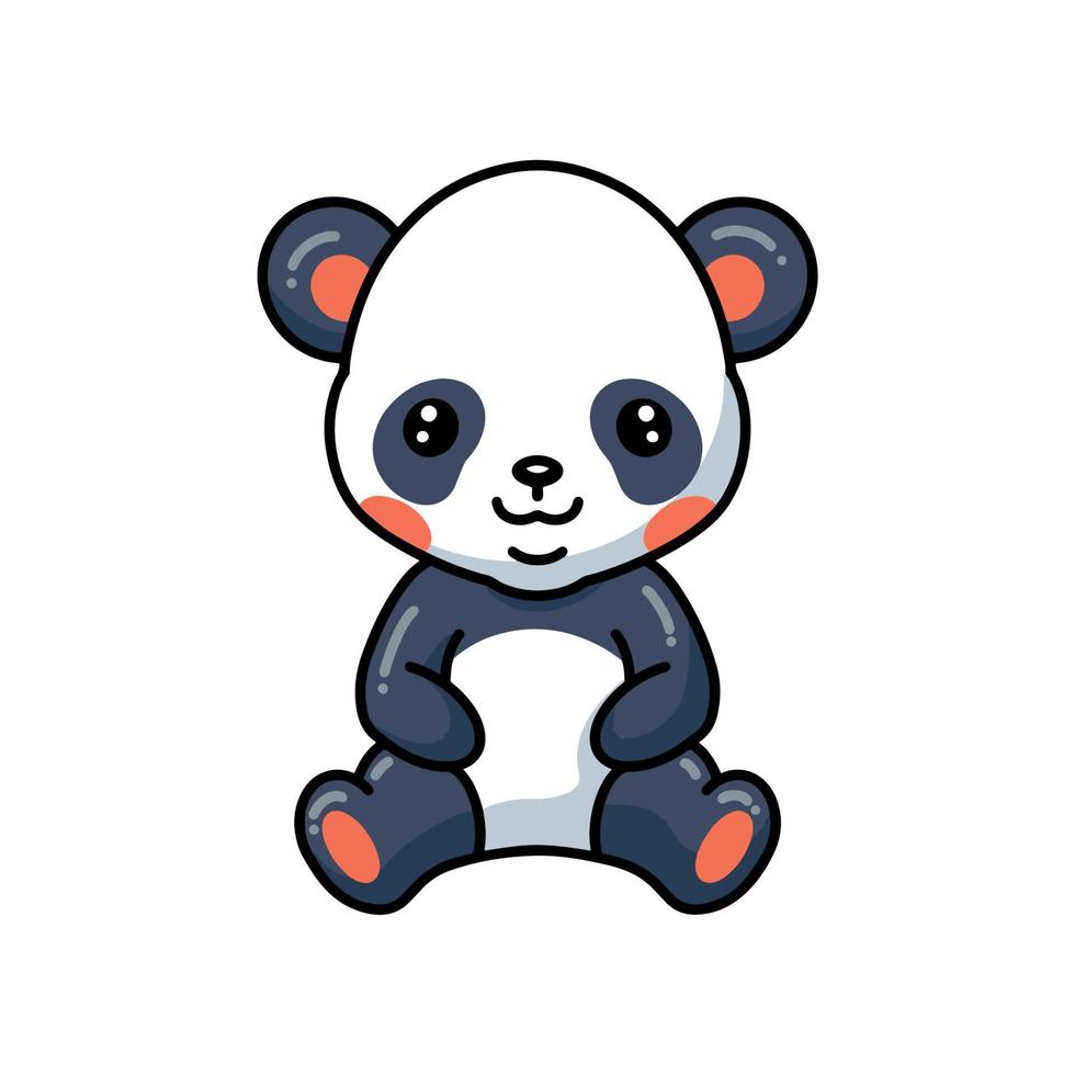 Cute little panda cartoon sitting vector