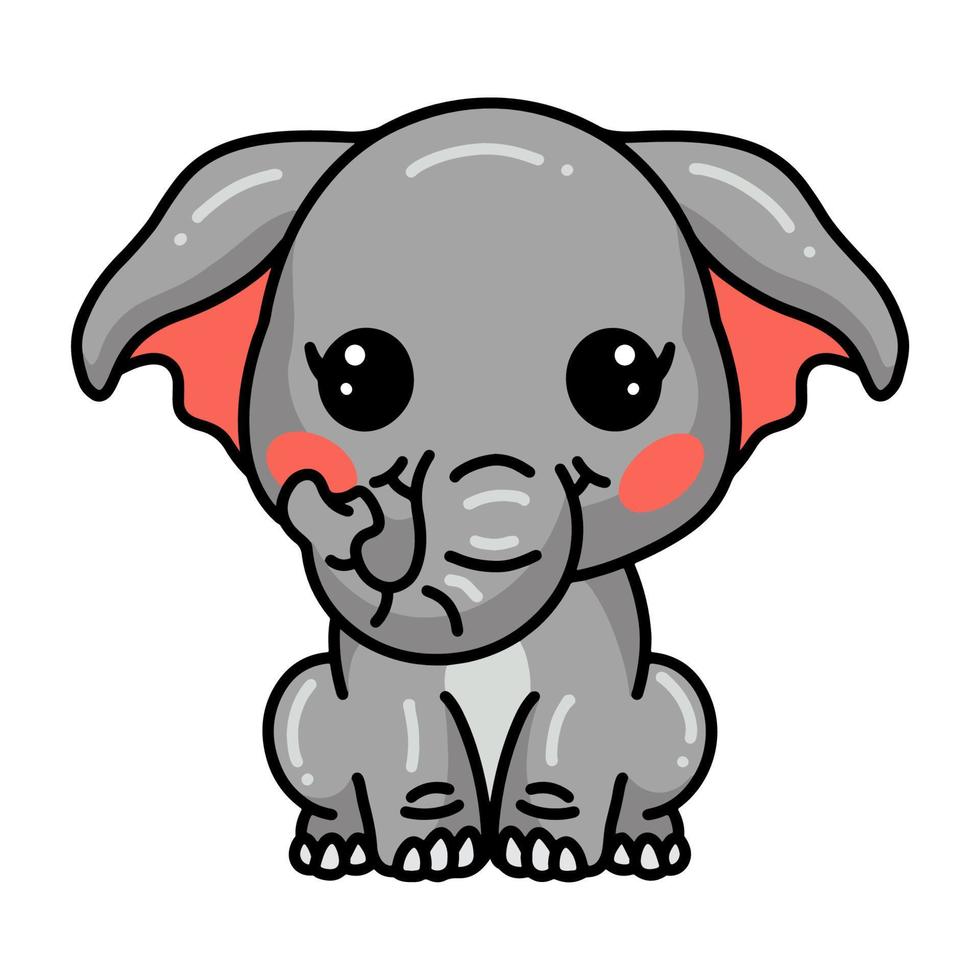 lindo, bebé, elefante, caricatura, sentado vector