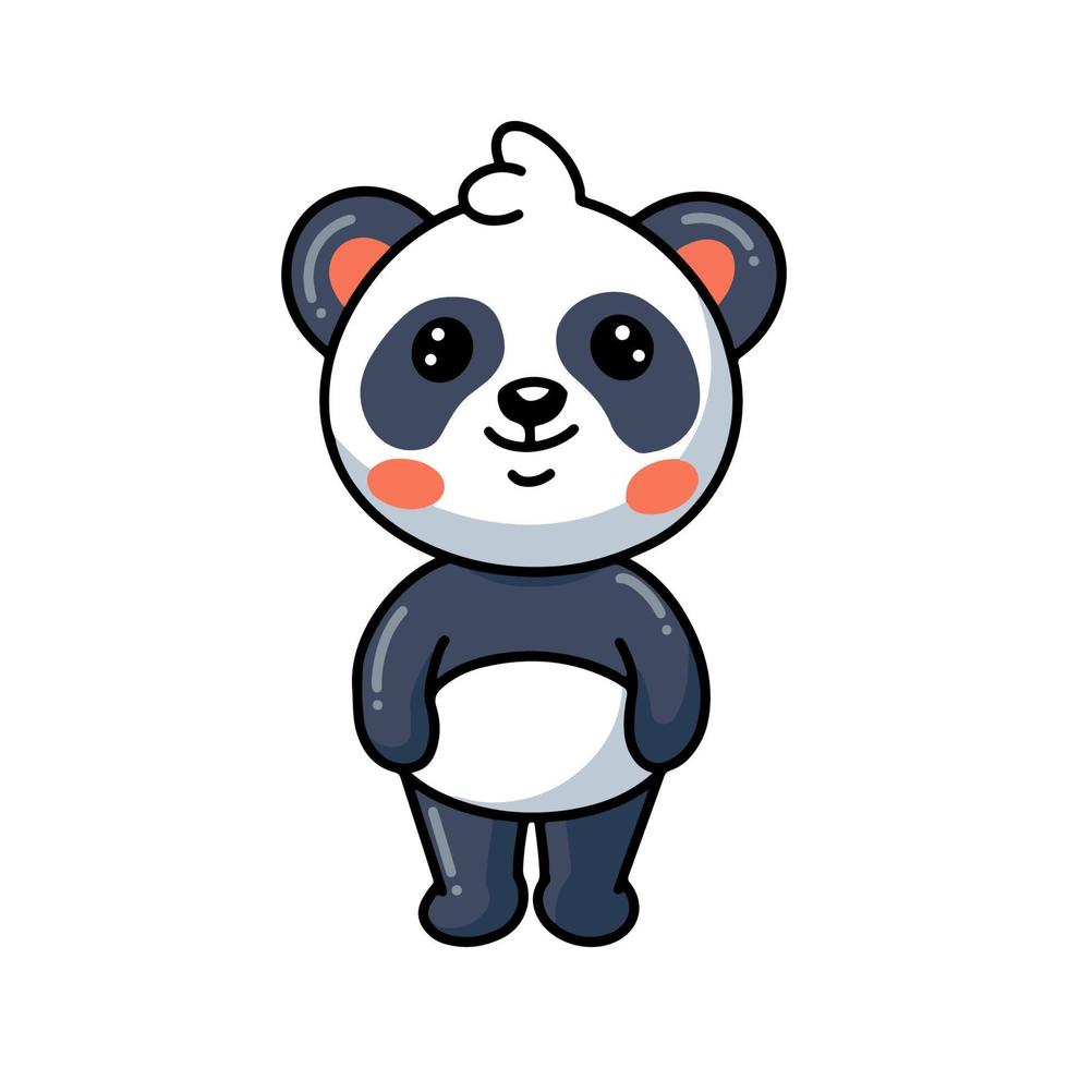Cute little panda cartoon standing vector