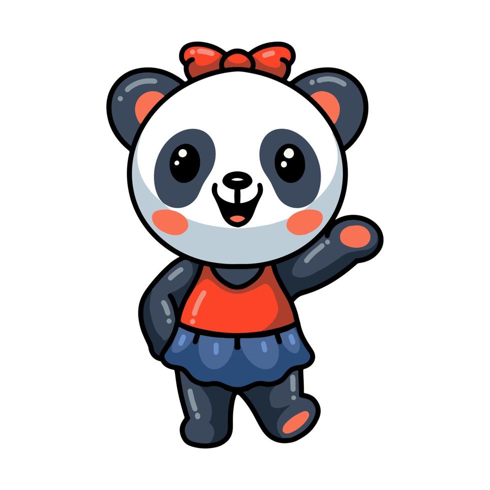Cute baby panda cartoon ballerina vector