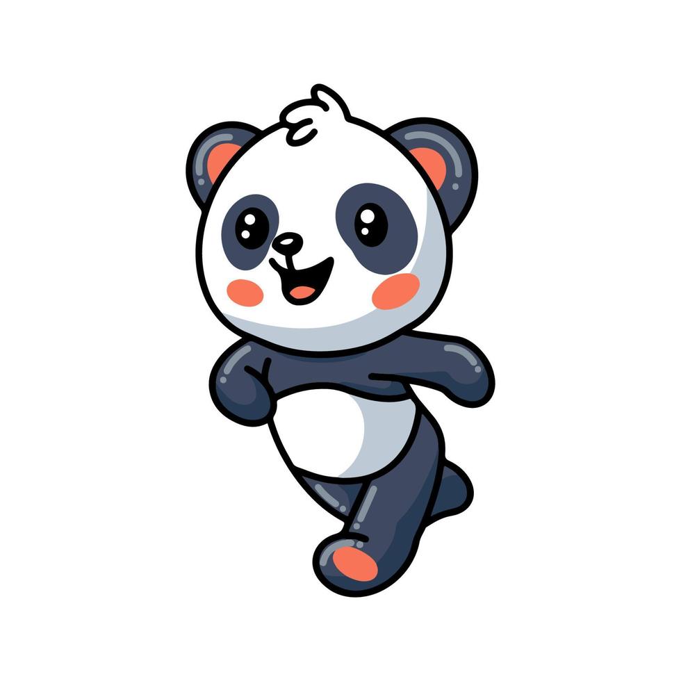 Cute little panda cartoon running vector