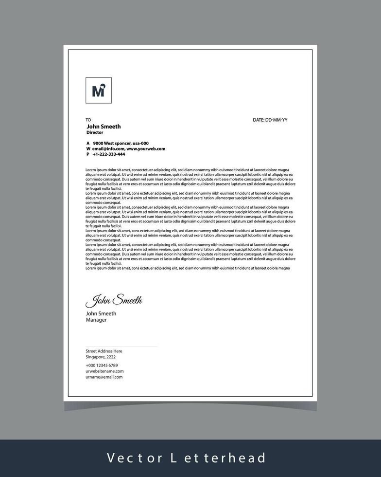 Modern letterhead design template - minimal letterhead vector