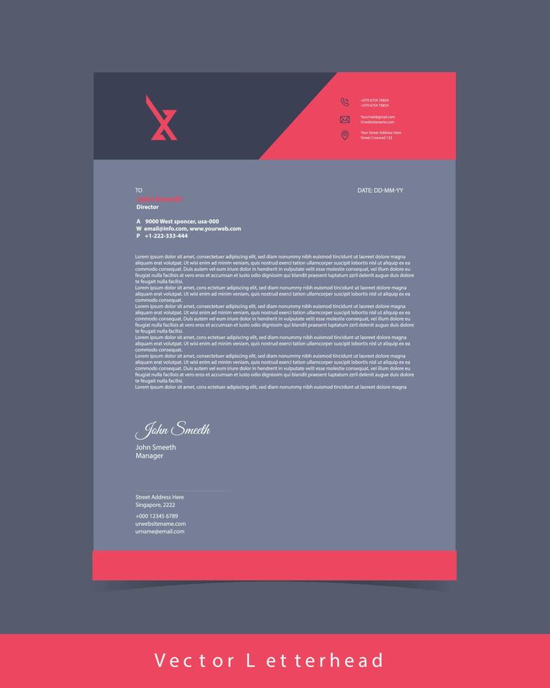 Modern letterhead design template minimal letterhead 8948706 Vector