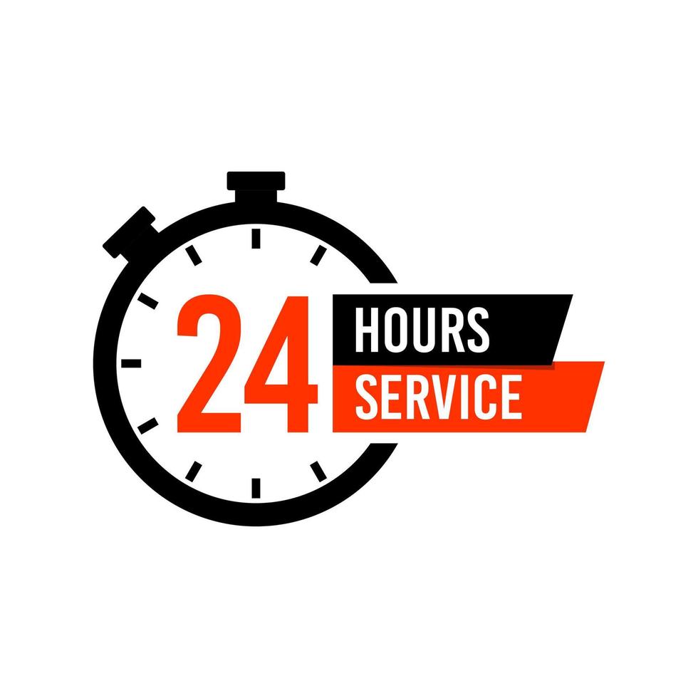 24 Hours services full time icon vector