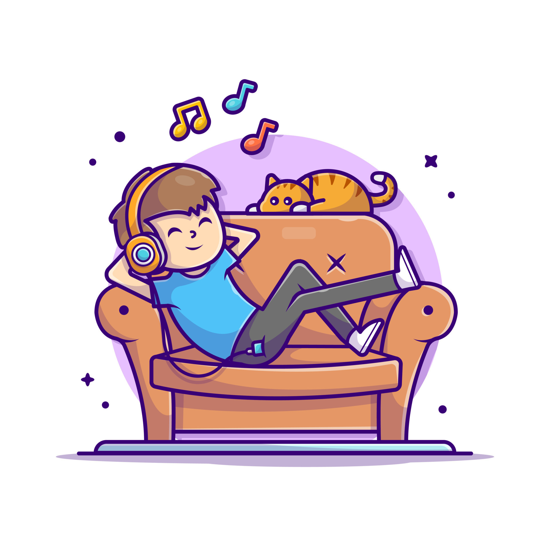 happy-boy-listening-music-on-sofa-with-cute-cat-tune-and-notes-of