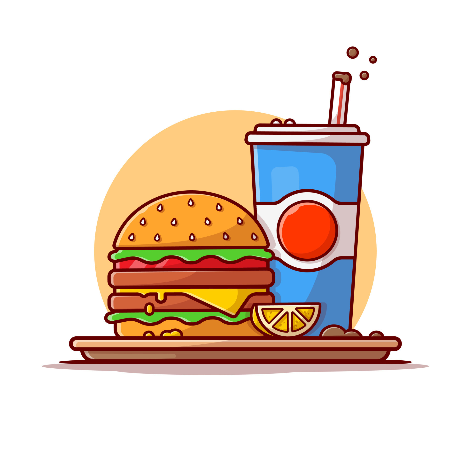 Burger And Soda Cartoon Vector Icon Illustration. Food And Drink Icon ...