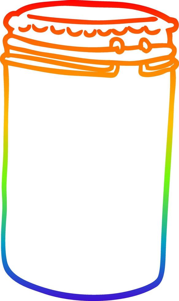 rainbow gradient line drawing cartoon storage jar vector