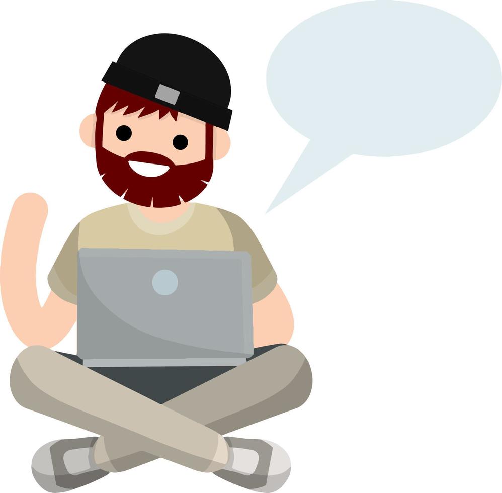 Man with laptop. Smiling happy man vector