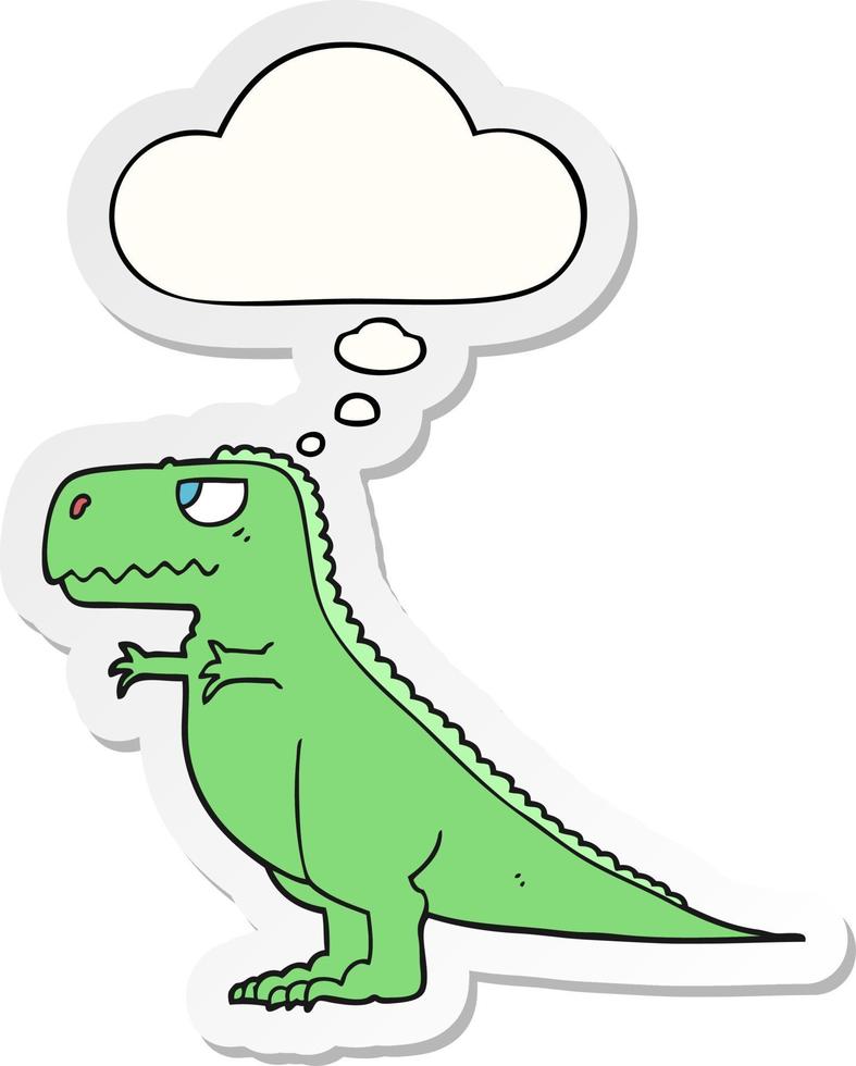 cartoon dinosaur and thought bubble as a printed sticker vector