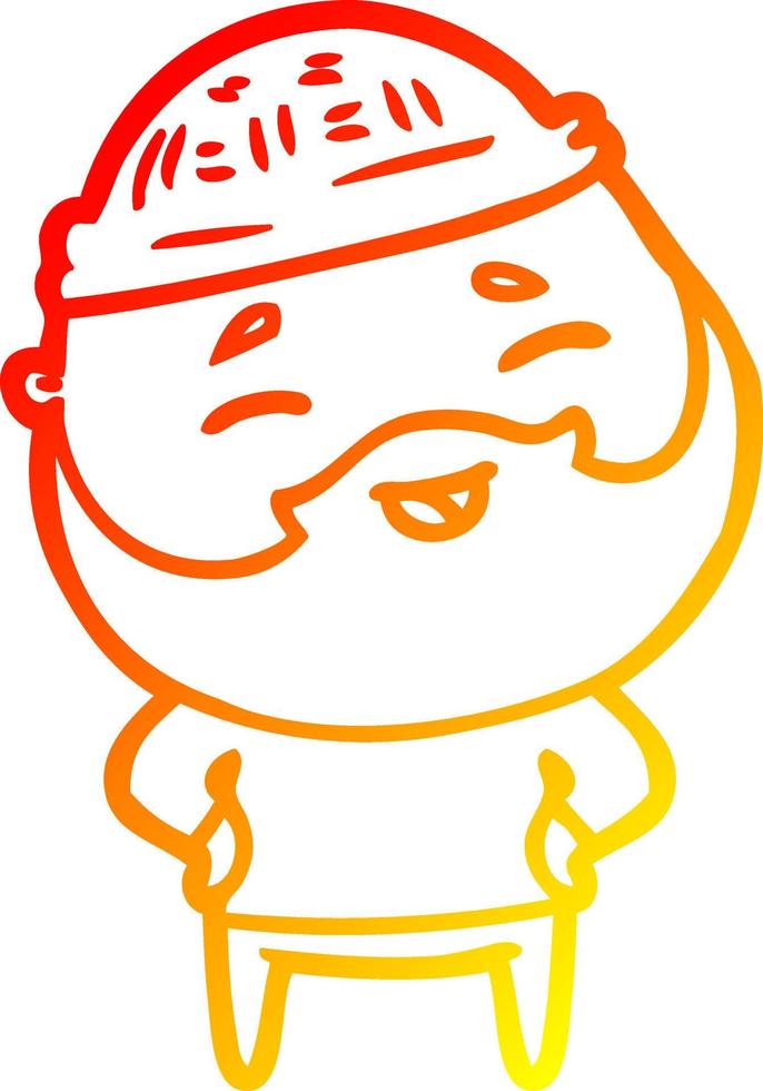 warm gradient line drawing cartoon happy bearded man vector