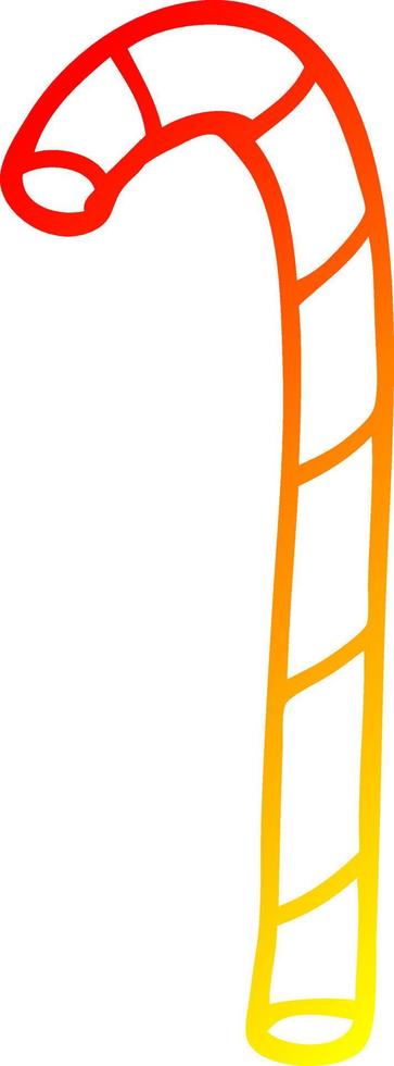 warm gradient line drawing cartoon candy cane vector