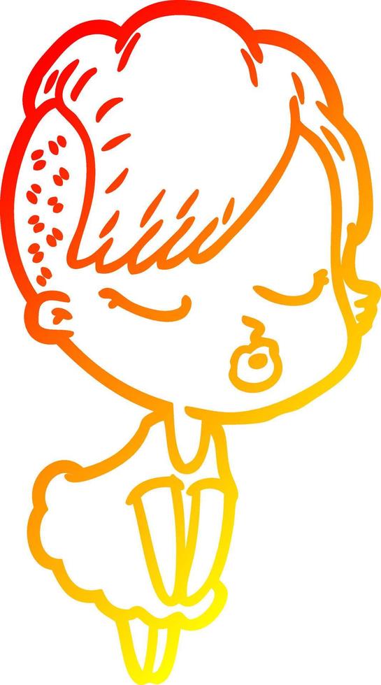 warm gradient line drawing cartoon pretty hipster girl vector