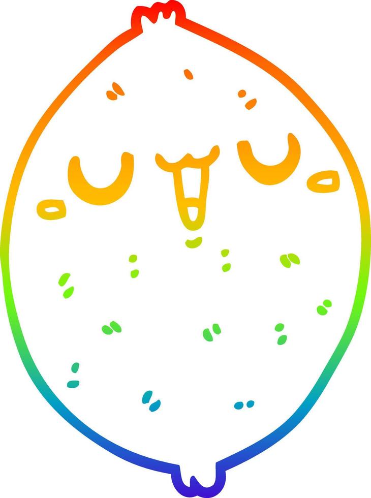 rainbow gradient line drawing cartoon happy lemon vector