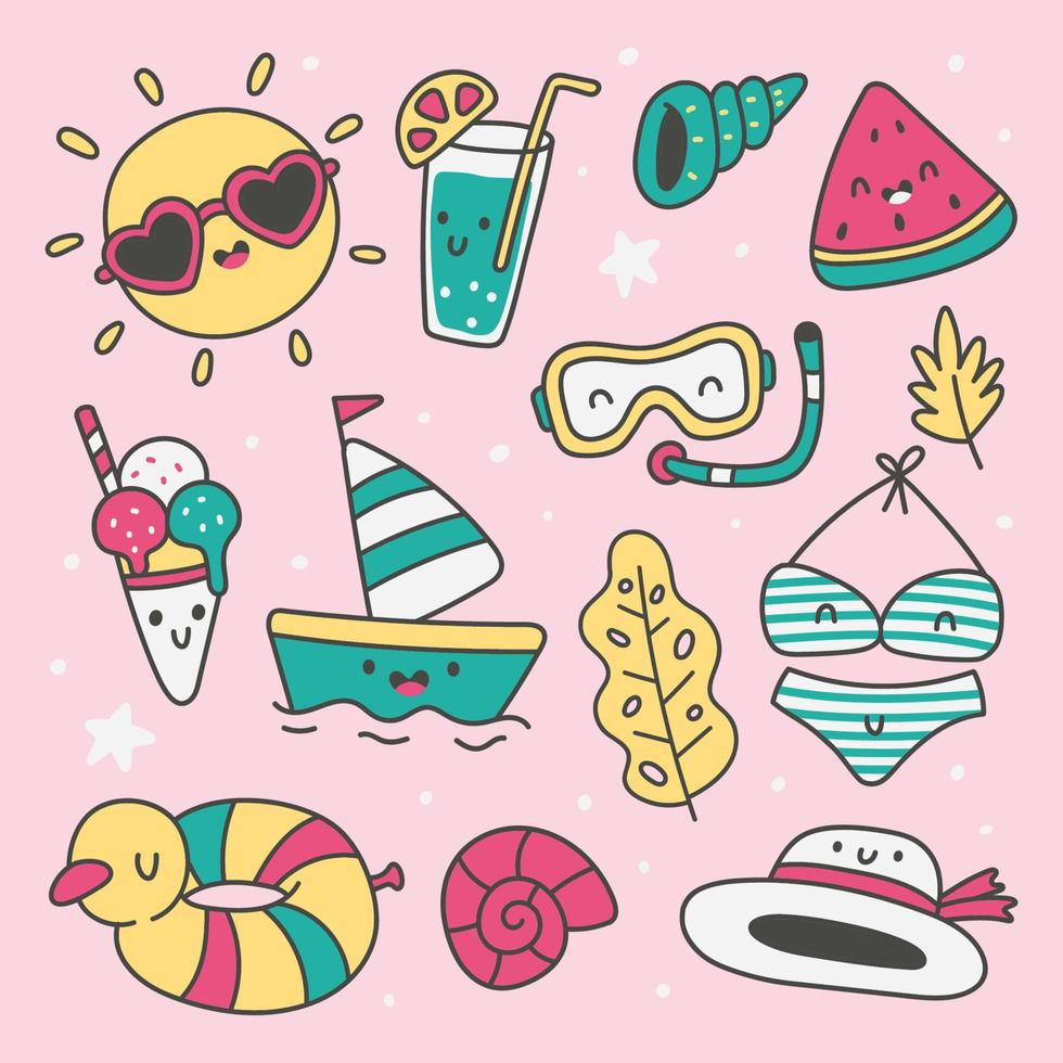 Hand Drawn Cute Summer Element Collection vector