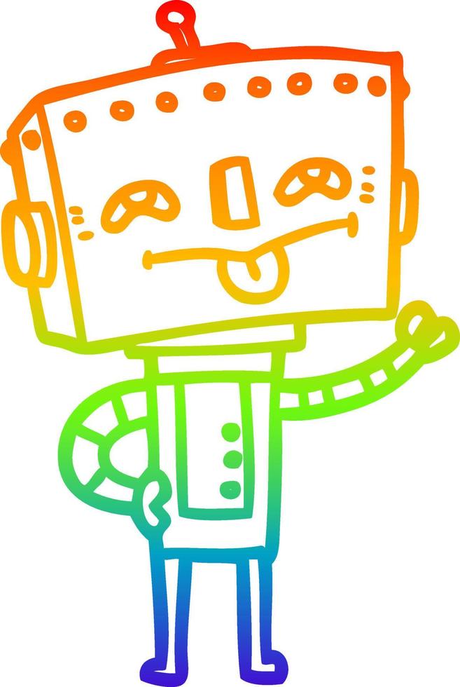 rainbow gradient line drawing cartoon robot vector