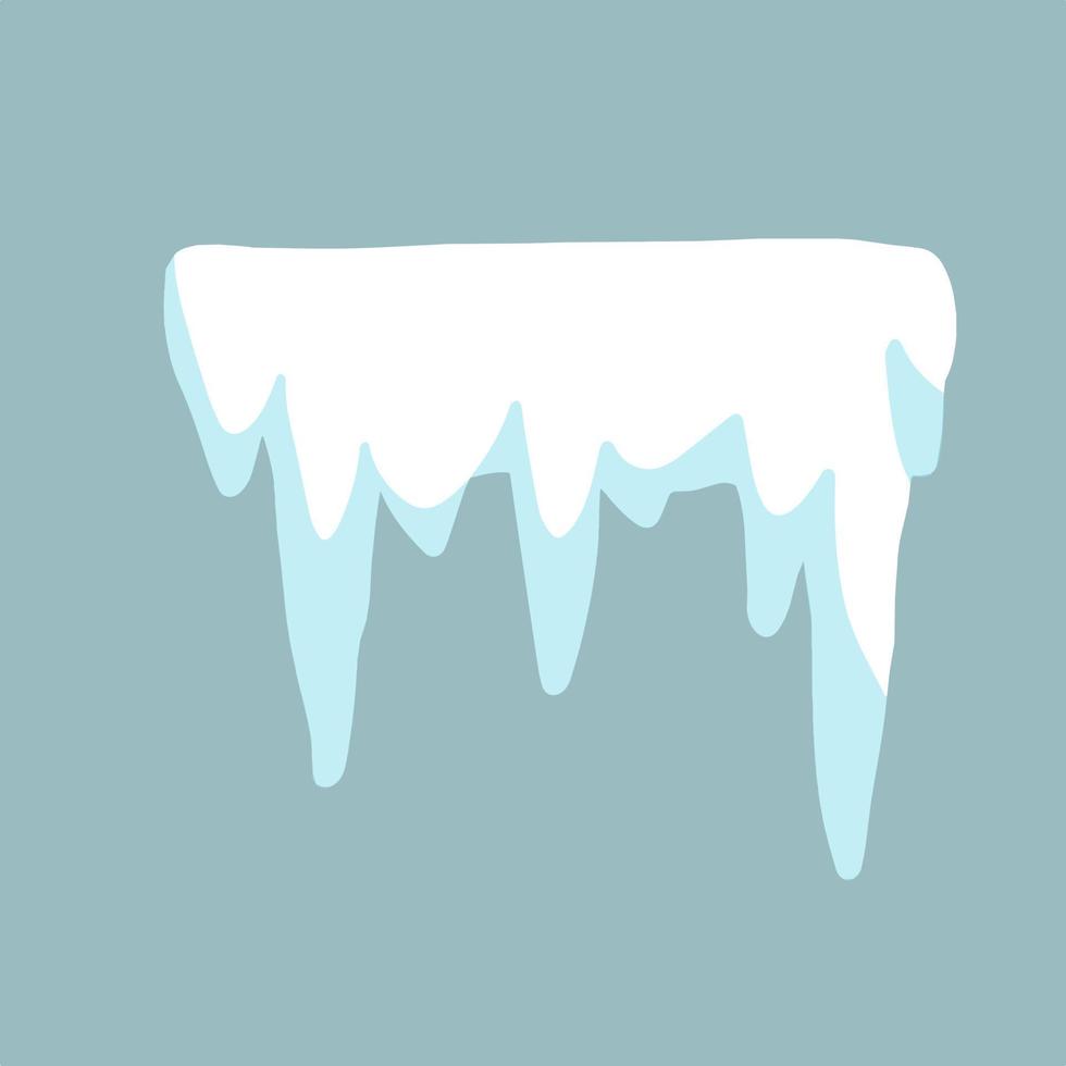 Icicle. Ice and white snow. Winter decoration vector