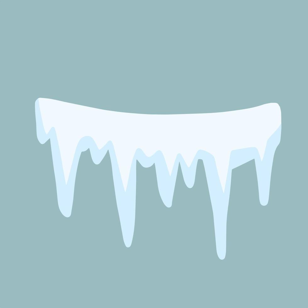 Icicle. Ice and white snow. Winter decoration vector