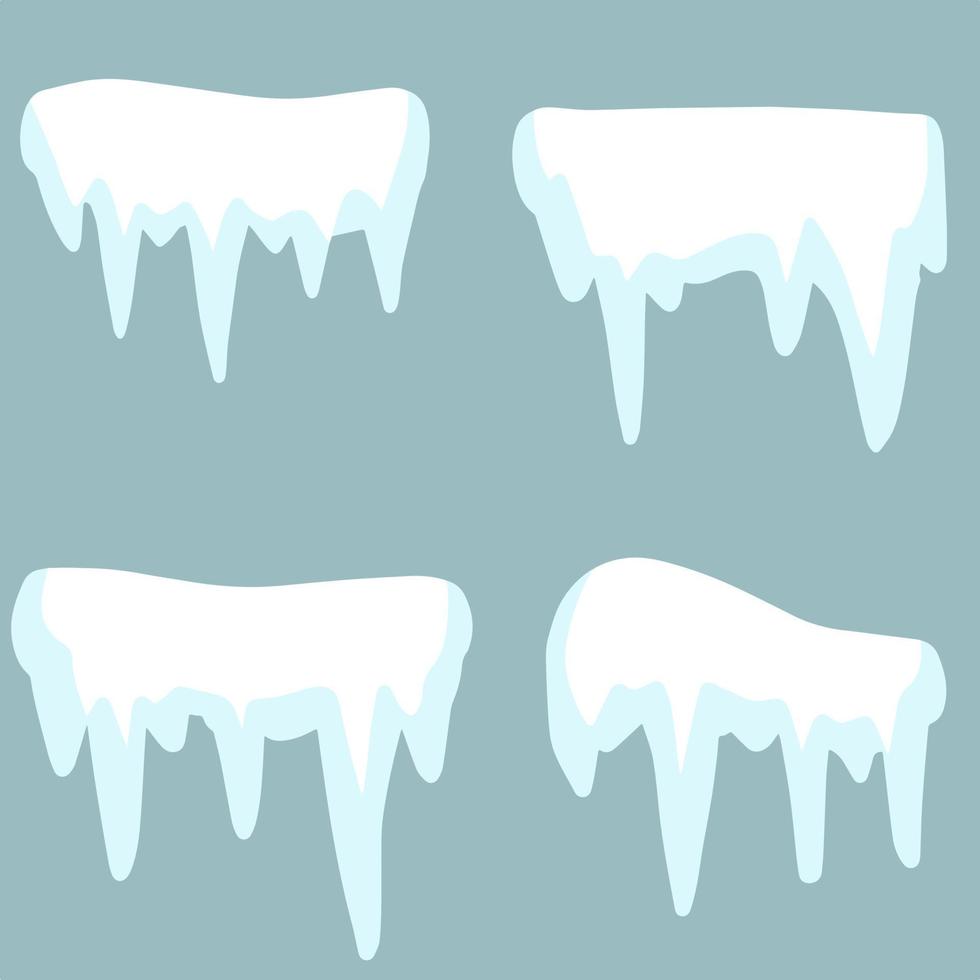 Icicle. Ice and white snow. Winter decoration vector