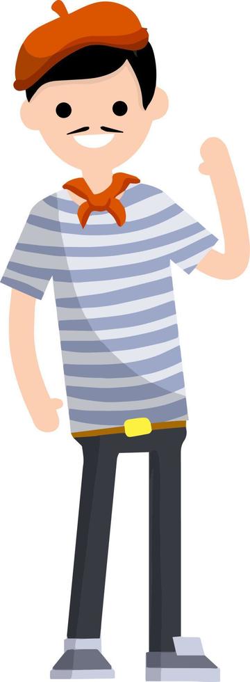 French man in blue striped clothes vector
