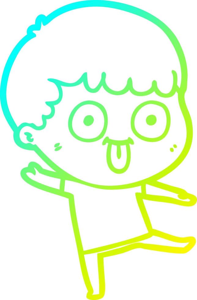 cold gradient line drawing cartoon dumb kid vector