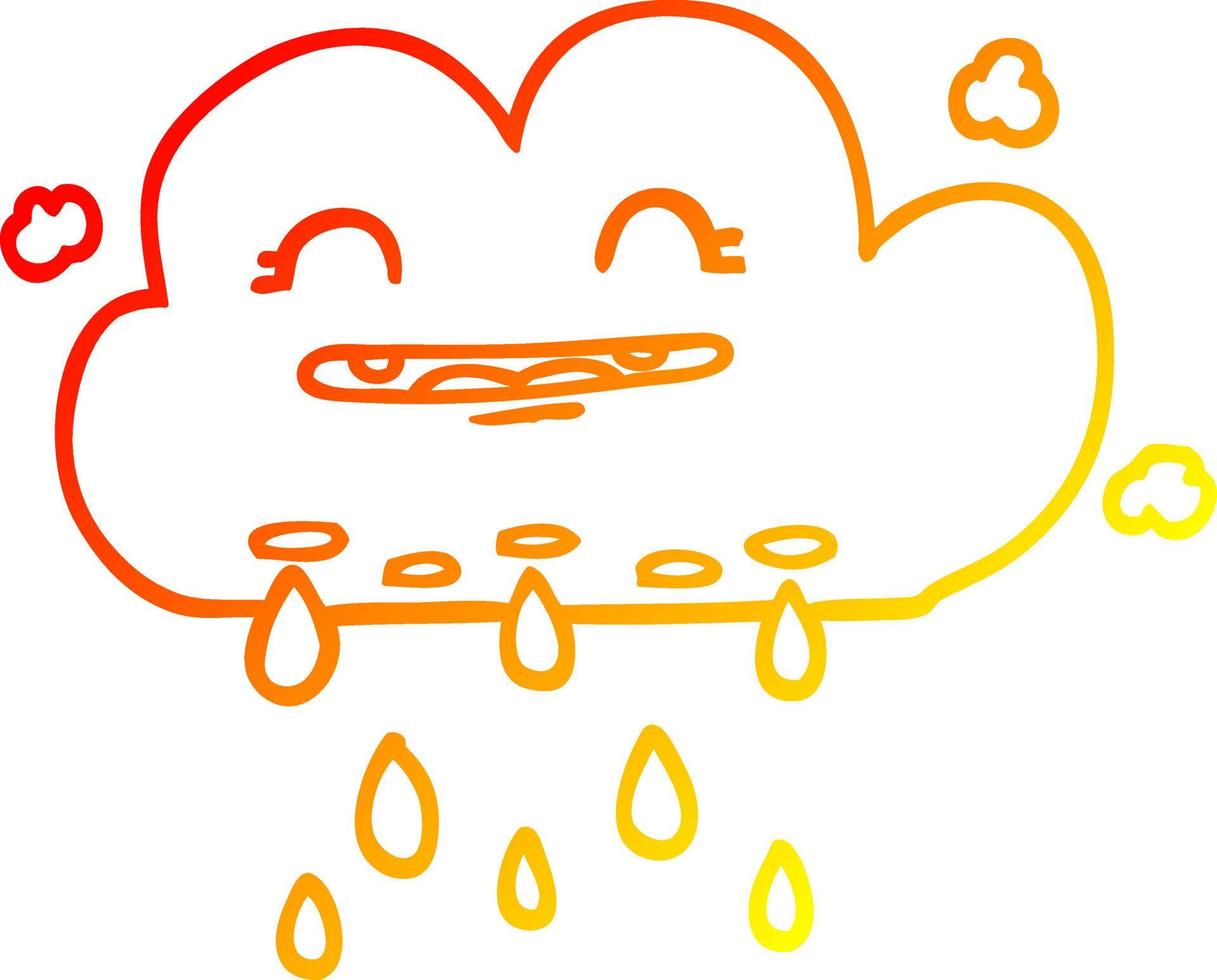 warm gradient line drawing cartoon rain cloud vector