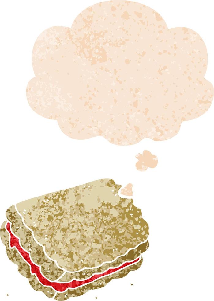 cartoon biscuit and thought bubble in retro textured style vector