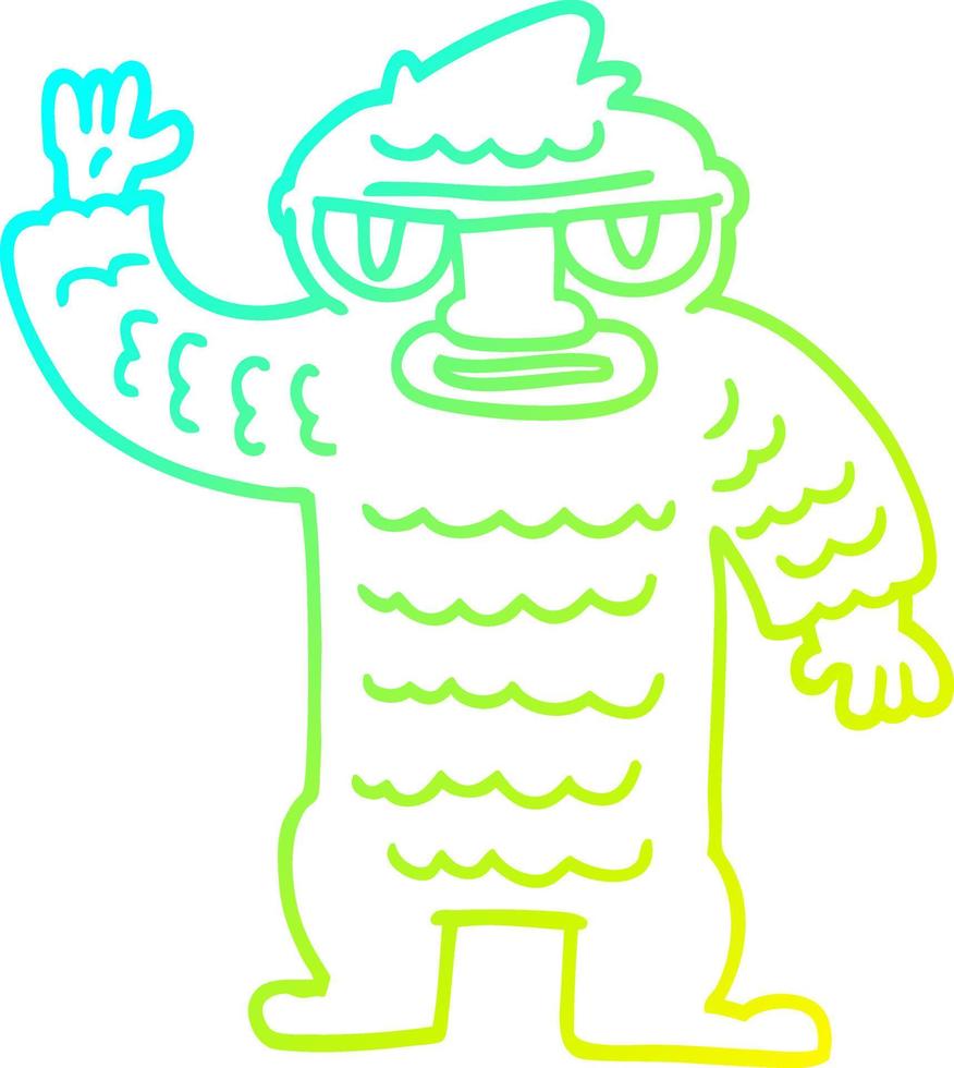 cold gradient line drawing cartoon big yeti vector