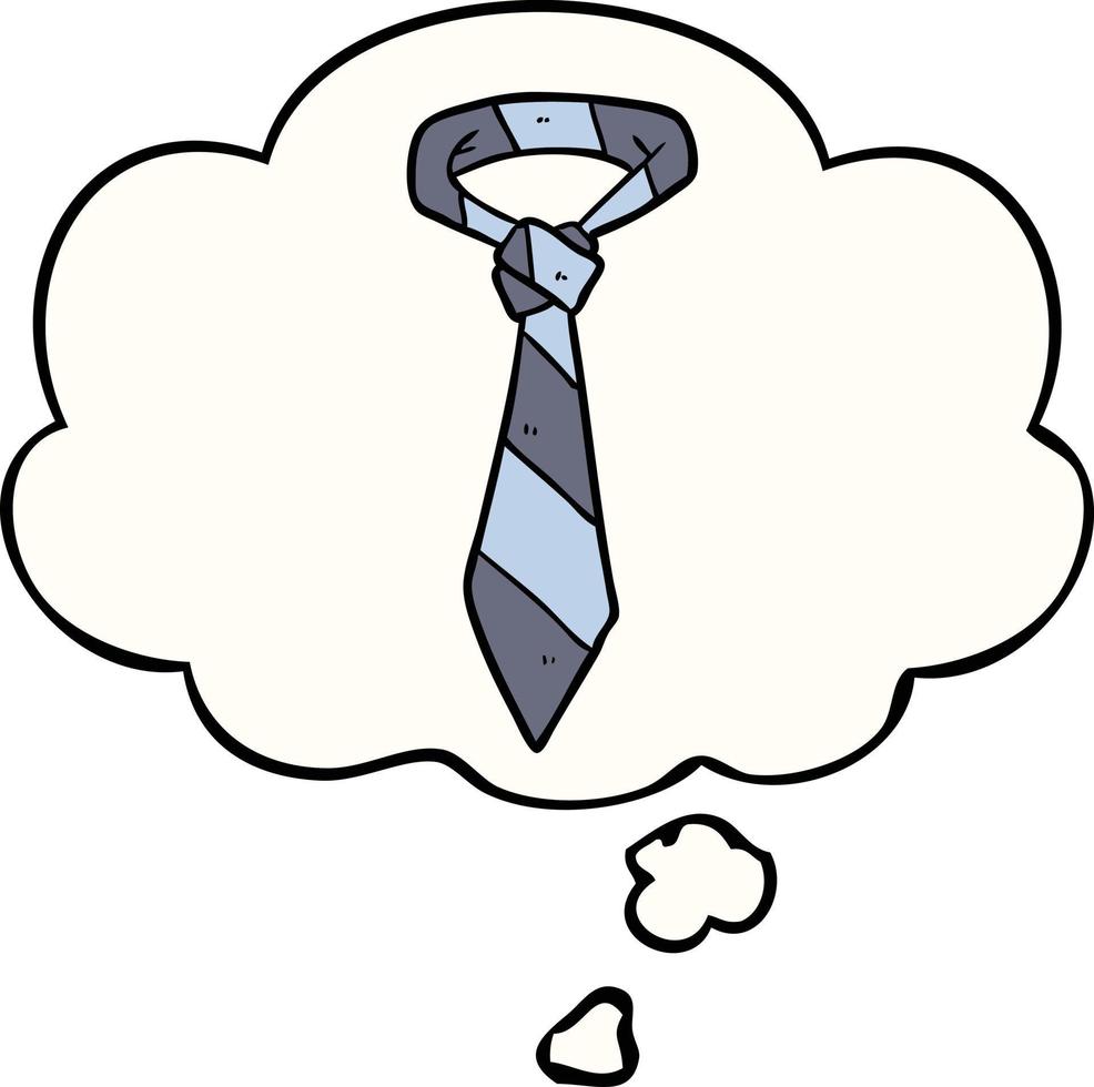 cartoon striped tie and thought bubble vector