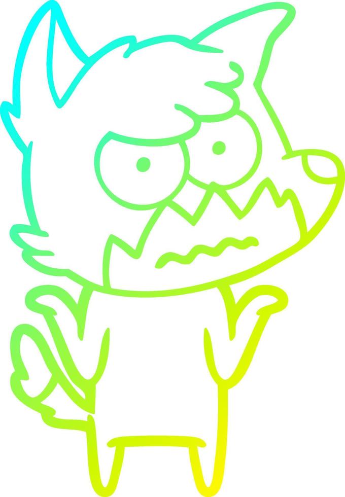 cold gradient line drawing cartoon annoyed fox vector