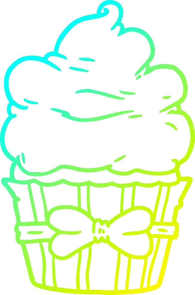 cold gradient line drawing cartoon fancy cupcake vector