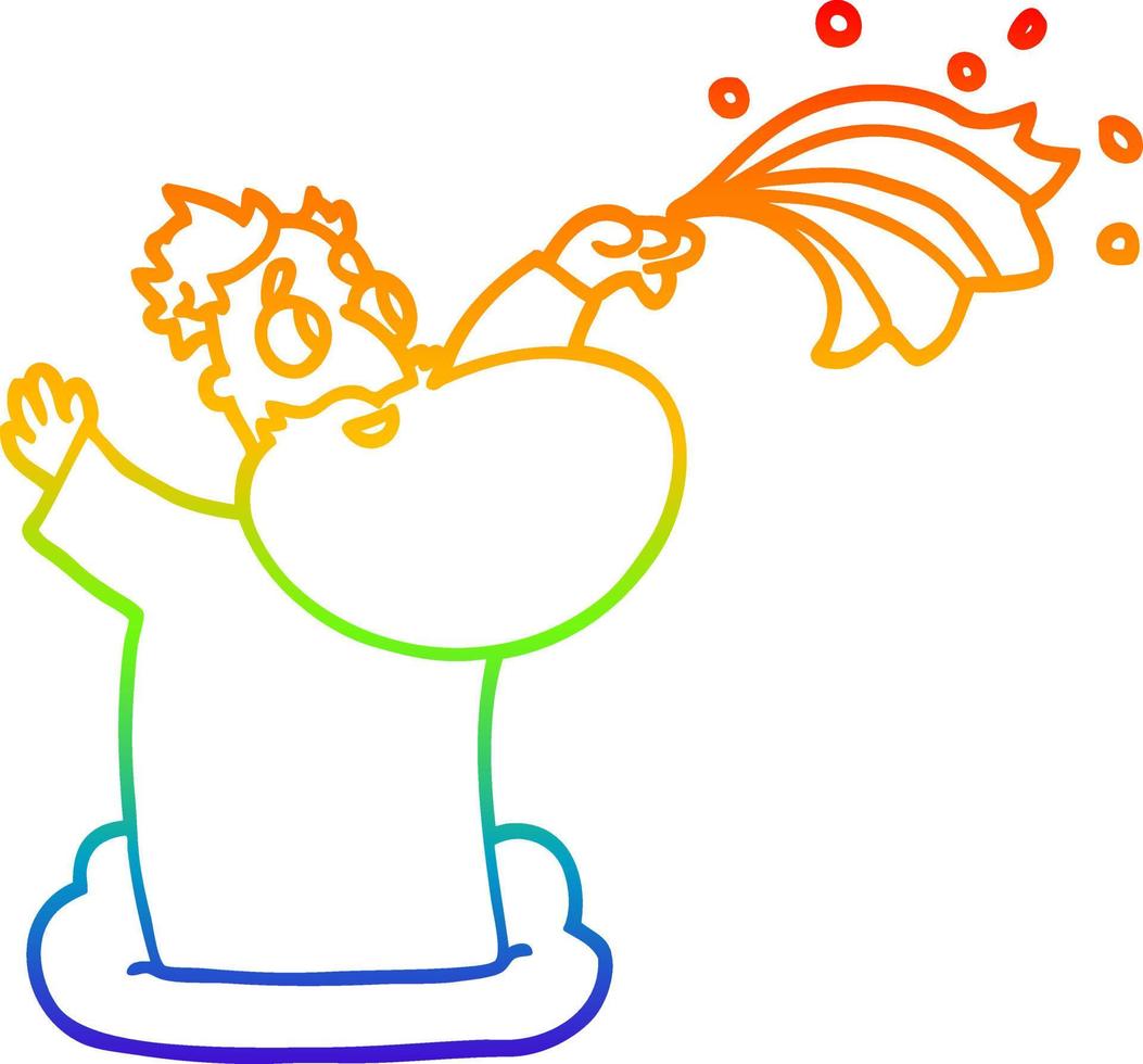 rainbow gradient line drawing cartoon god on cloud vector