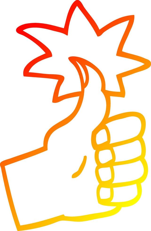 warm gradient line drawing cartoon thumbs up symbol vector