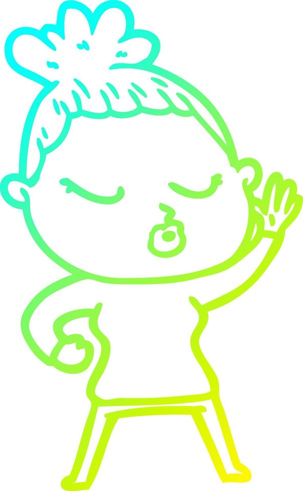 cold gradient line drawing cartoon calm woman vector
