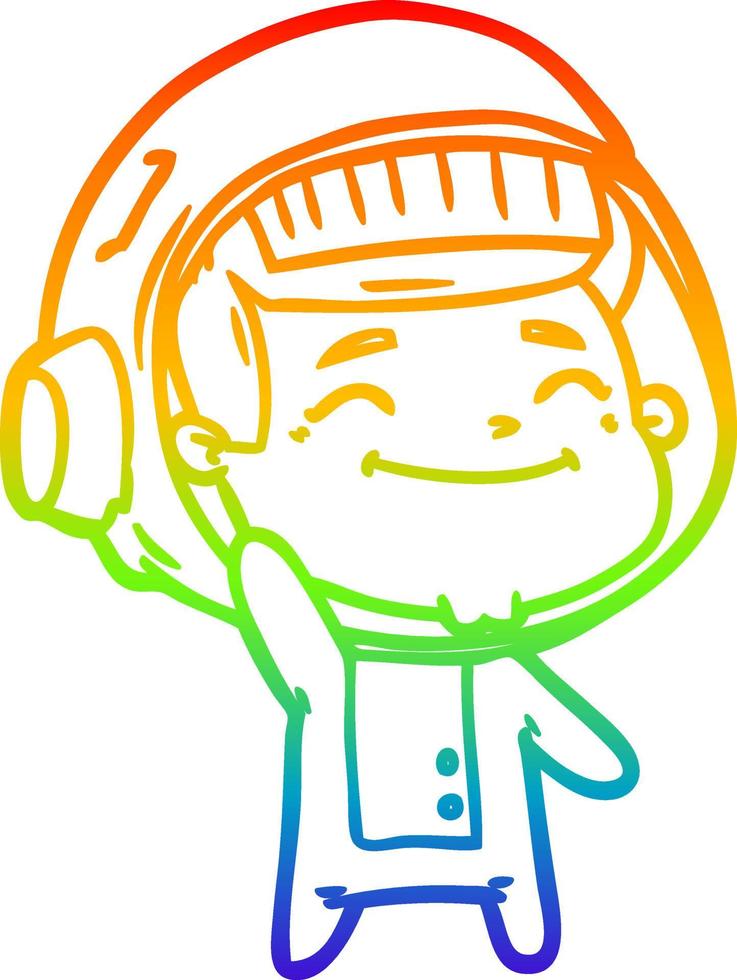 rainbow gradient line drawing happy cartoon astronaut vector