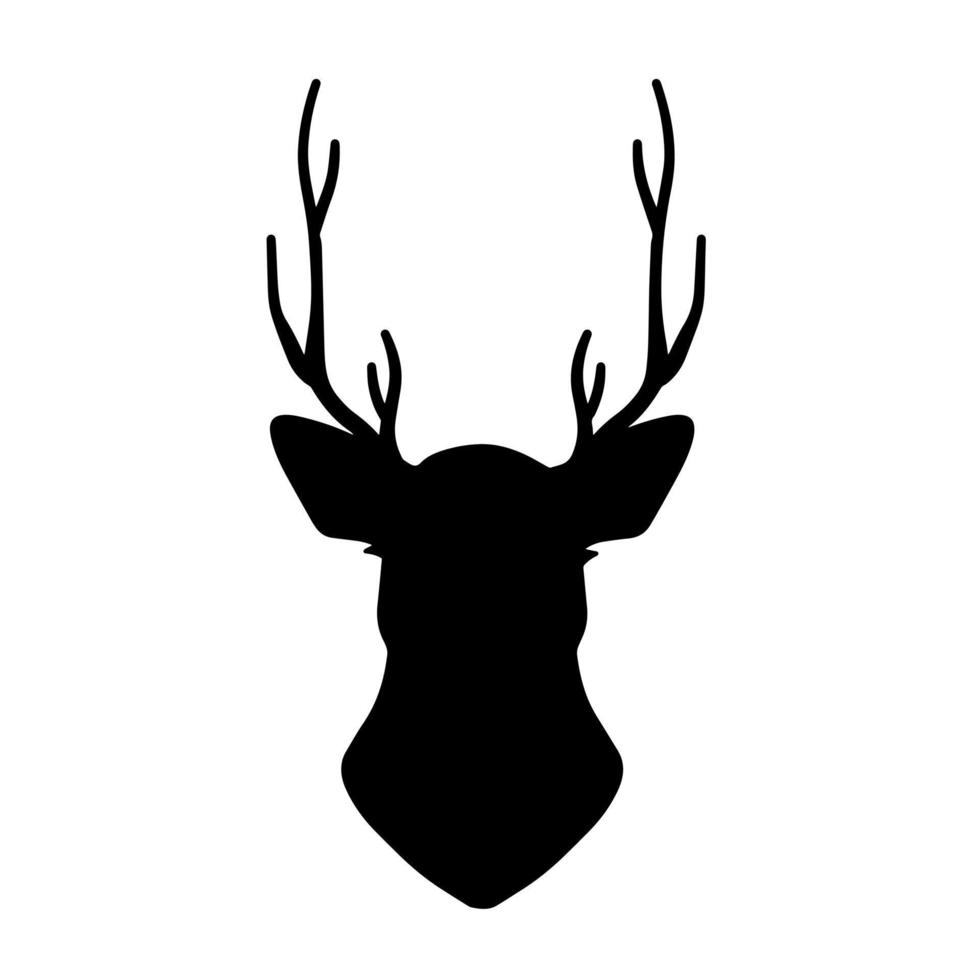 Head of deer. Black silhouette of stag. vector