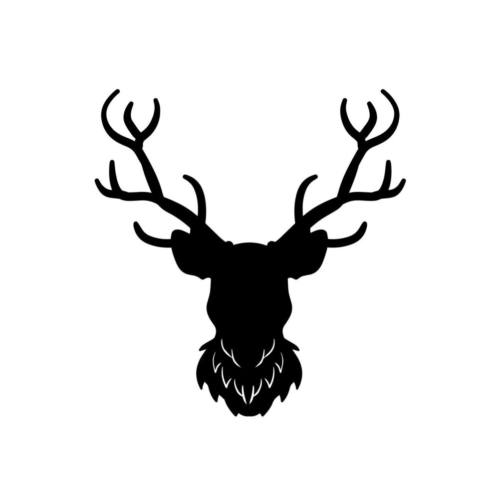 Head of deer. Black silhouette of stag. vector