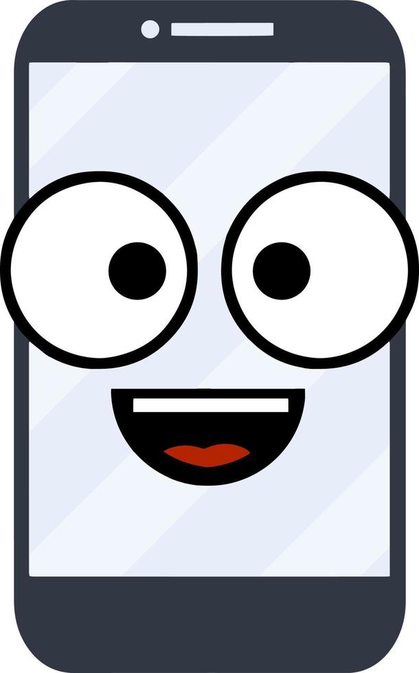 Cheerful mobile phone with smile on screen. Happy emotions vector