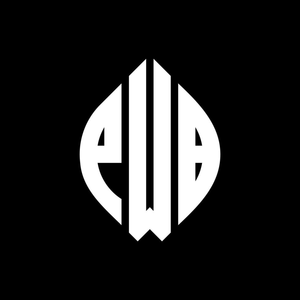 PWB circle letter logo design with circle and ellipse shape. PWB ellipse letters with typographic style. The three initials form a circle logo. PWB Circle Emblem Abstract Monogram Letter Mark Vector. vector