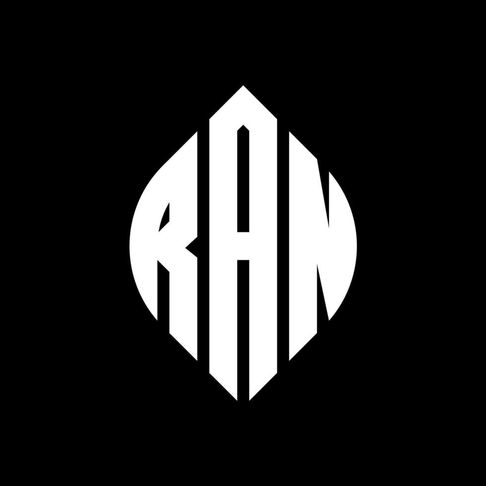 RAN circle letter logo design with circle and ellipse shape. RAN ellipse letters with typographic style. The three initials form a circle logo. RAN Circle Emblem Abstract Monogram Letter Mark Vector. vector