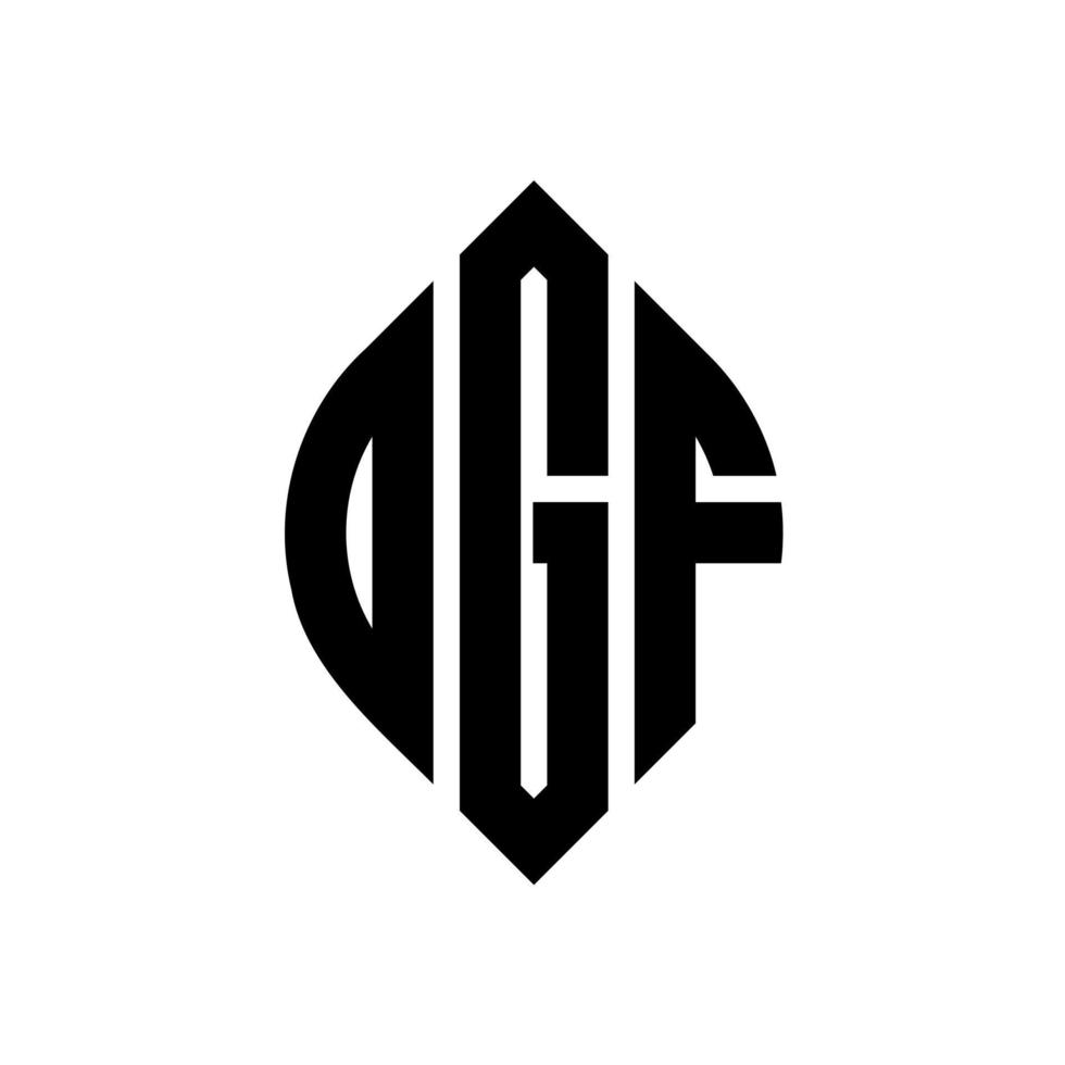 diseño de logotipo de letra de círculo ogf con forma de círculo y elipse. letras elipses ogf con estilo tipográfico. las tres iniciales forman un logo circular. vector de marca de letra de monograma abstracto del emblema del círculo ogf.