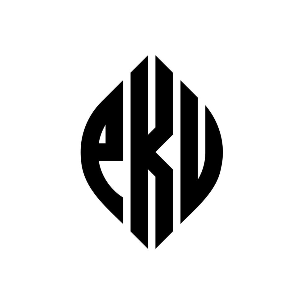 diseño de logotipo de letra de círculo pku con forma de círculo y elipse. pku letras elipses con estilo tipográfico. las tres iniciales forman un logo circular. vector de marca de letra de monograma abstracto del emblema del círculo pku.