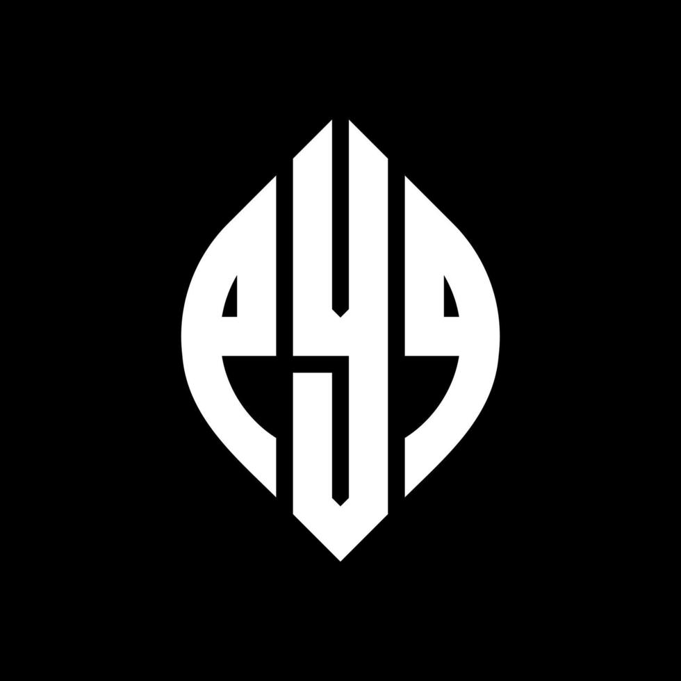 PYQ circle letter logo design with circle and ellipse shape. PYQ ellipse letters with typographic style. The three initials form a circle logo. PYQ Circle Emblem Abstract Monogram Letter Mark Vector. vector