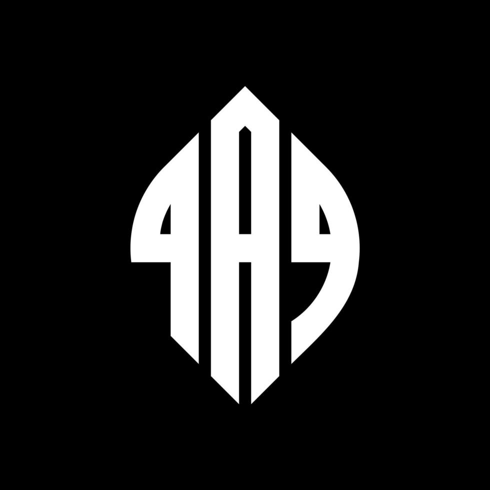 QAQ circle letter logo design with circle and ellipse shape. QAQ ellipse letters with typographic style. The three initials form a circle logo. QAQ Circle Emblem Abstract Monogram Letter Mark Vector. vector