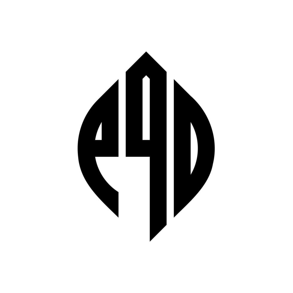 diseño de logotipo de letra de círculo pqd con forma de círculo y elipse. letras de elipse pqd con estilo tipográfico. las tres iniciales forman un logo circular. vector de marca de letra de monograma abstracto del emblema del círculo pqd.